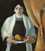 August Macke Portrait with Apples : Wife of the Artist oil painting